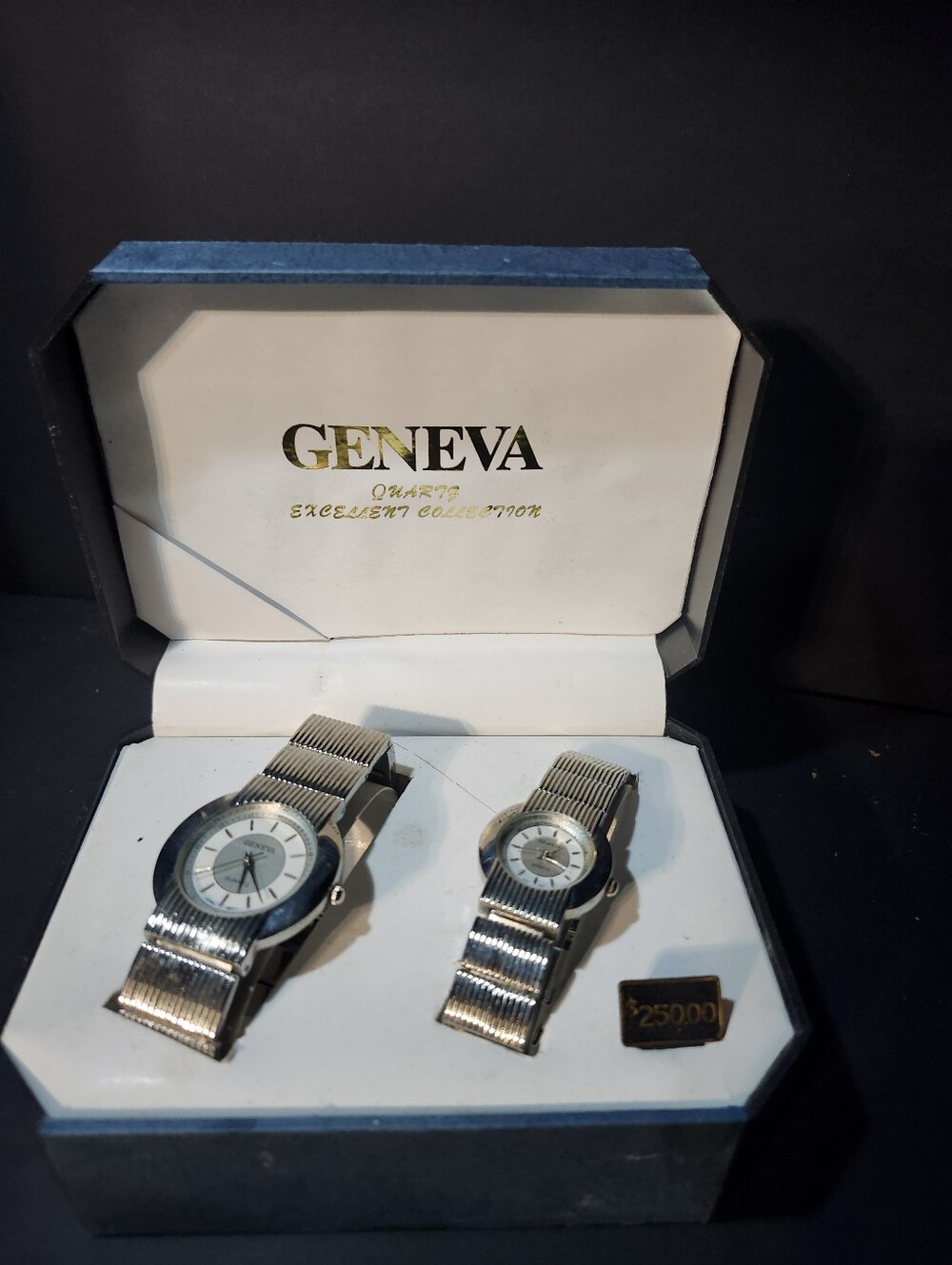 Geneva Silver Men's Watch with Matching Silver Bracelet